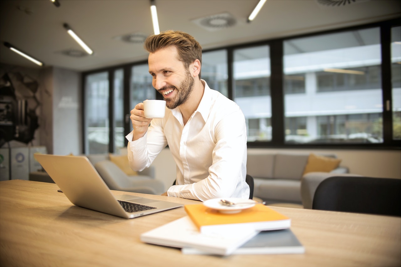 man working on laptop