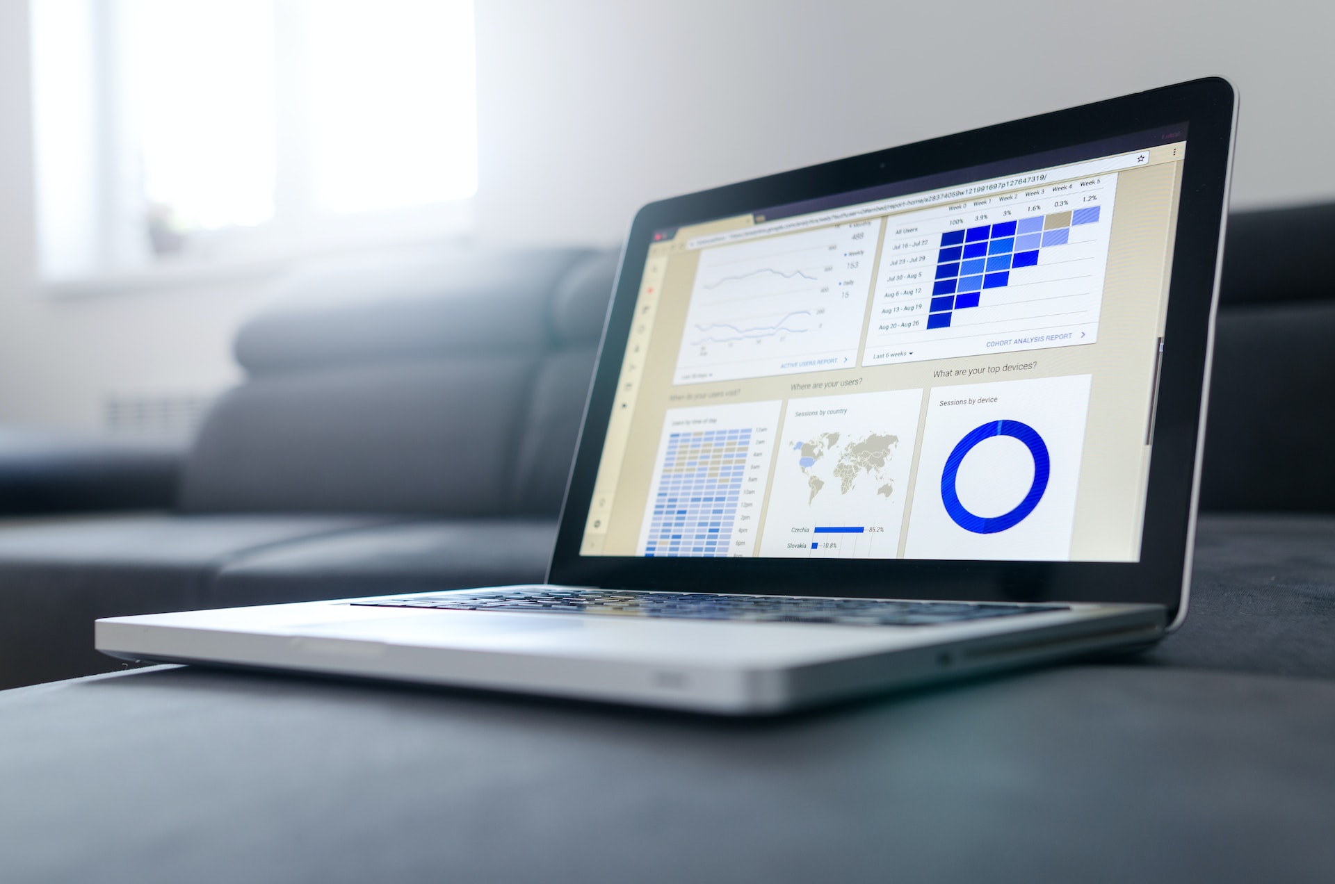 studying analytics for data science interview on a laptop